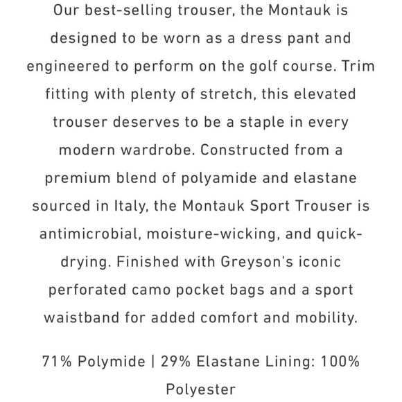 NWT GREYSON Men’s Montauk Trouser 38/32 Slate Gray Performance Stretch Golf Pant - Picture 4 of 13